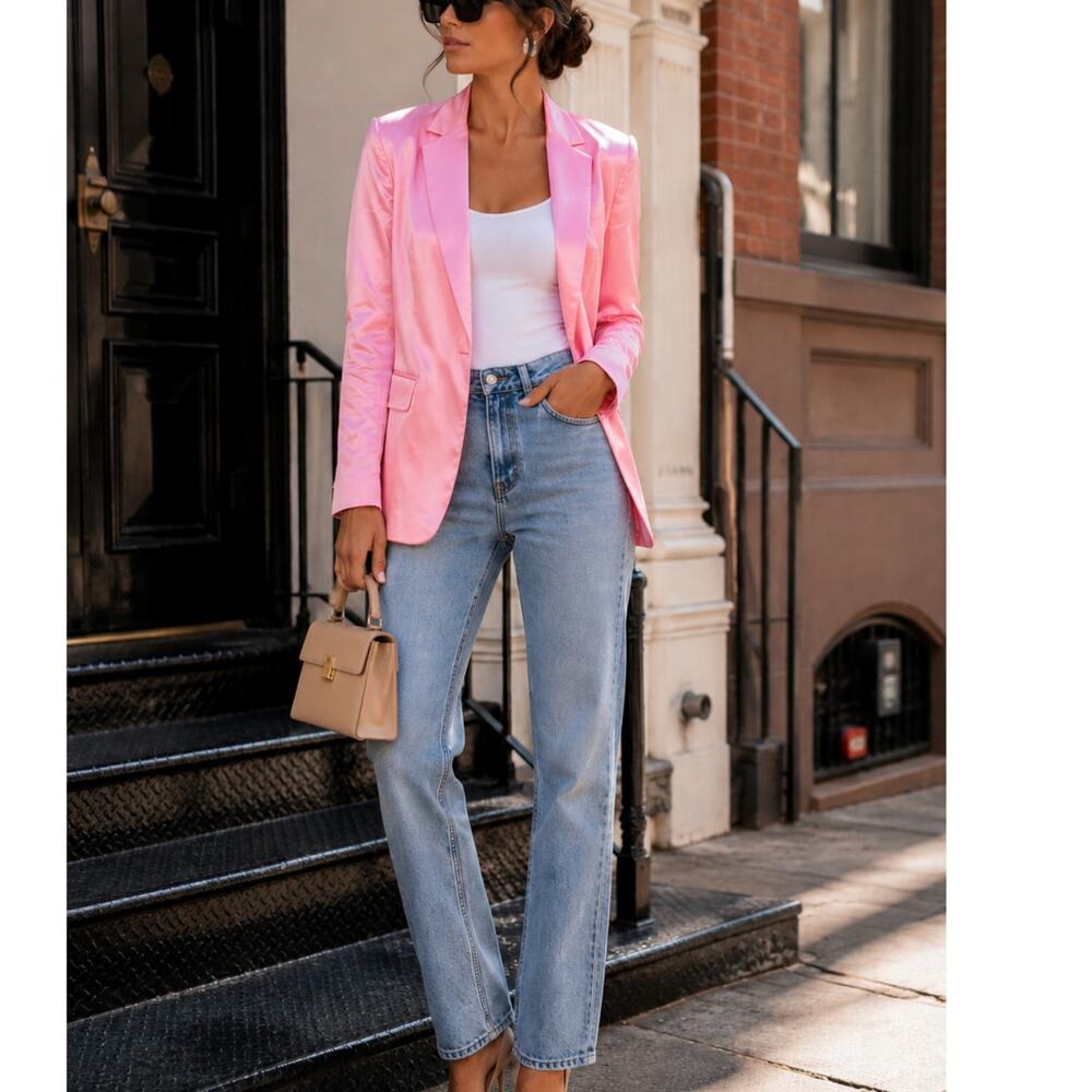 LoveShackFancy Astara Silk Blazer Sweet Pink NWT size 2